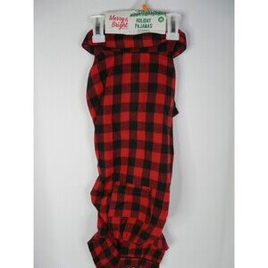 Merry and Bright Dog M Holiday Pajamas Red and Black Flannel NWT